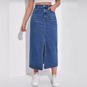Women's Blue Denim Maxi Skirt